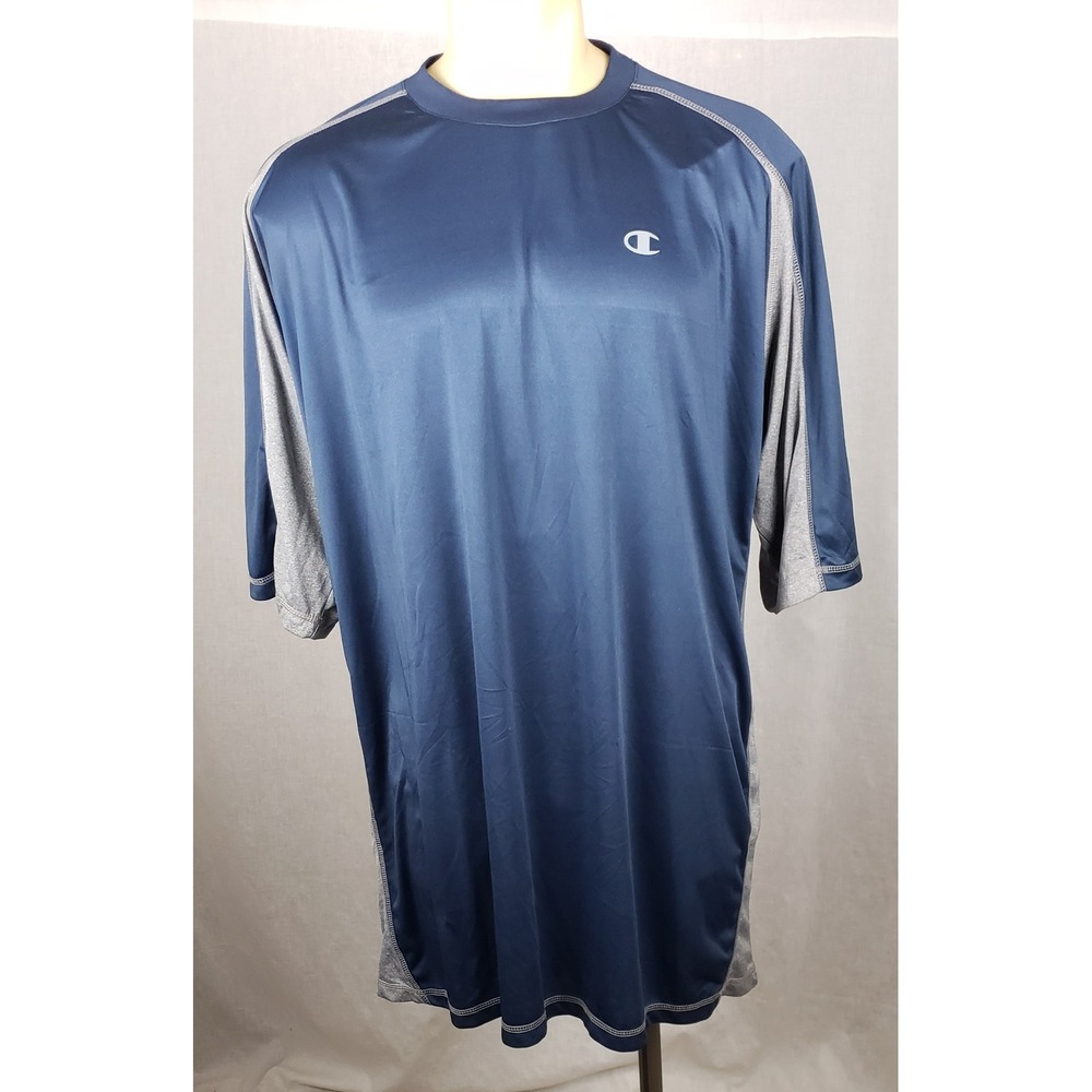 Champion Double Dry Mens Big & Tall 2XLT Navy Blue Gray Performance T-Shirt NWT